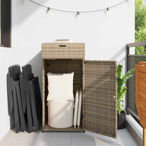 Beiger Gartenschrank 55x55x111 cm Poly Rattan