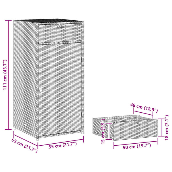 Beiger Gartenschrank 55x55x111 cm Poly Rattan