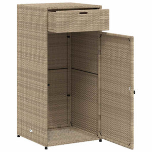 Beiger Gartenschrank 55x55x111 cm Poly Rattan