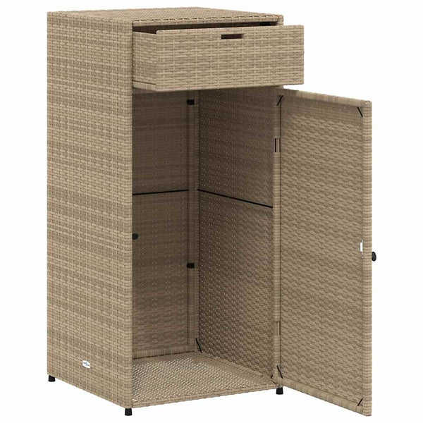 Beiger Gartenschrank 55x55x111 cm Poly Rattan