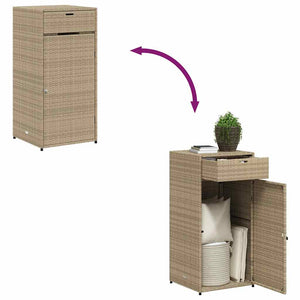 Beiger Gartenschrank 55x55x111 cm Poly Rattan
