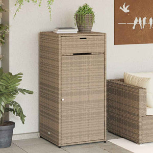 Beiger Gartenschrank 55x55x111 cm Poly Rattan