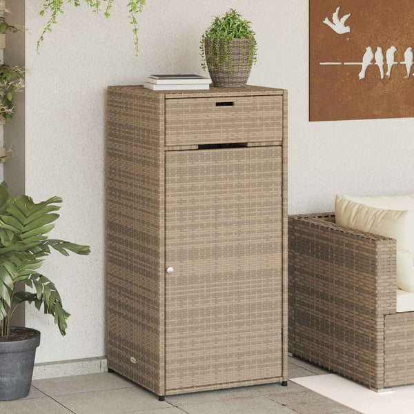 Beiger Gartenschrank 55x55x111 cm Poly Rattan