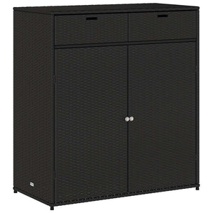 Gartenschrank Schwarz Poly Rattan 105x55x113 cm