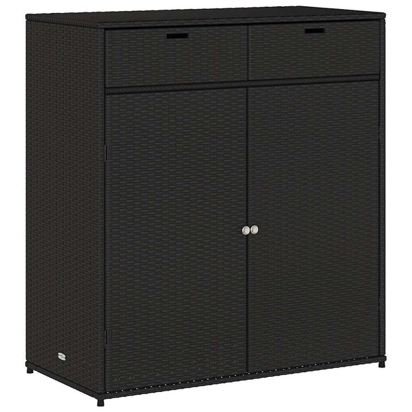 Gartenschrank Schwarz Poly Rattan 105x55x113 cm