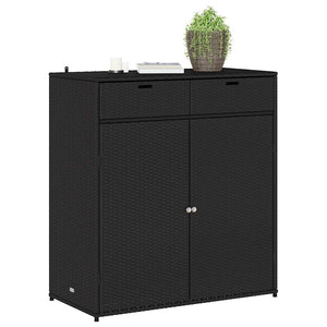 Gartenschrank Schwarz Poly Rattan 105x55x113 cm