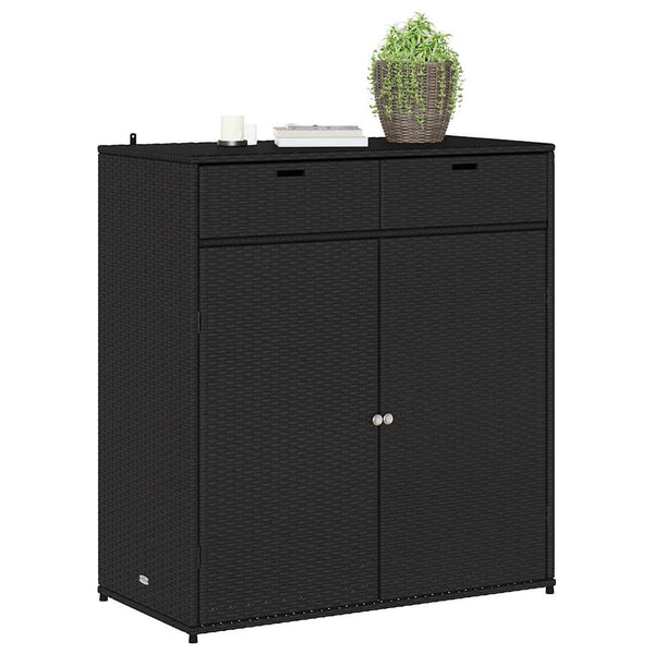 Gartenschrank Schwarz Poly Rattan 105x55x113 cm