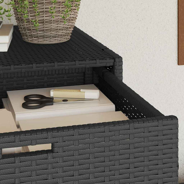 Gartenschrank Schwarz Poly Rattan 105x55x113 cm
