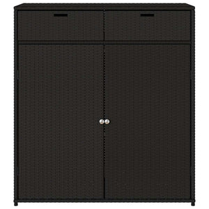 Gartenschrank Schwarz Poly Rattan 105x55x113 cm