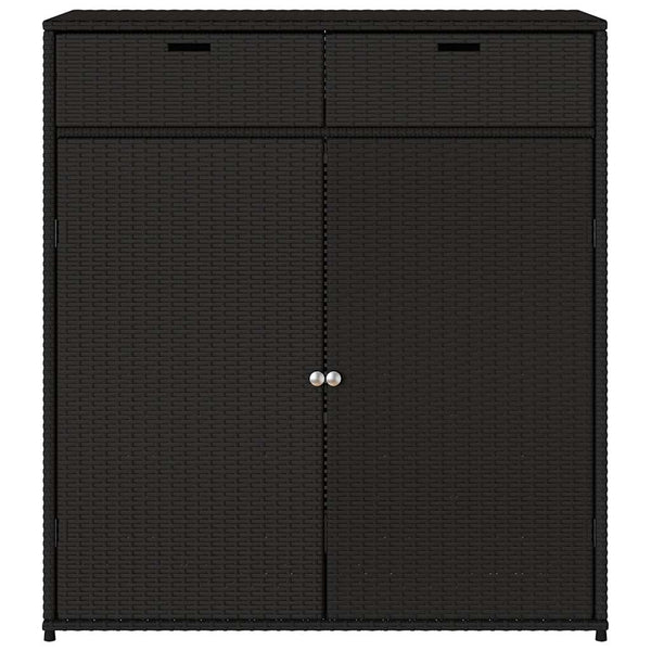 Gartenschrank Schwarz Poly Rattan 105x55x113 cm