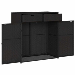 Gartenschrank Schwarz Poly Rattan 105x55x113 cm