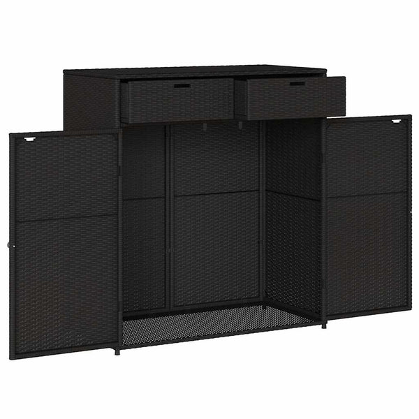 Gartenschrank Schwarz Poly Rattan 105x55x113 cm