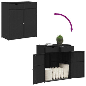 Gartenschrank Schwarz Poly Rattan 105x55x113 cm