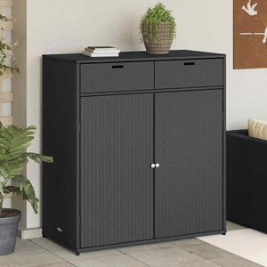 Gartenschrank Schwarz Poly Rattan 105x55x113 cm