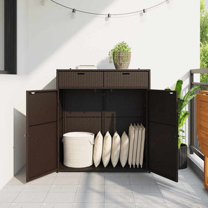 Gartenschrank Braun Poly Rattan 105x55x113cm
