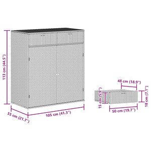 Gartenschrank Braun Poly Rattan 105x55x113cm