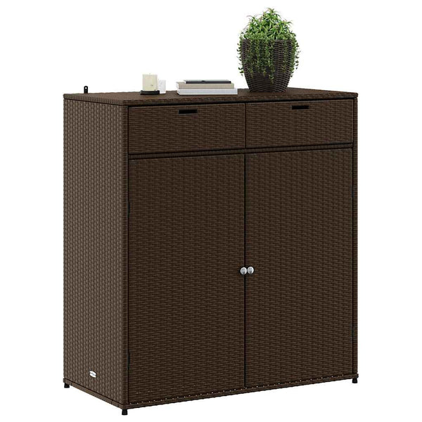 Gartenschrank Braun Poly Rattan 105x55x113cm