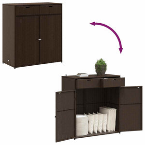 Gartenschrank Braun Poly Rattan 105x55x113cm