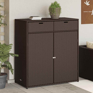 Gartenschrank Braun Poly Rattan 105x55x113cm