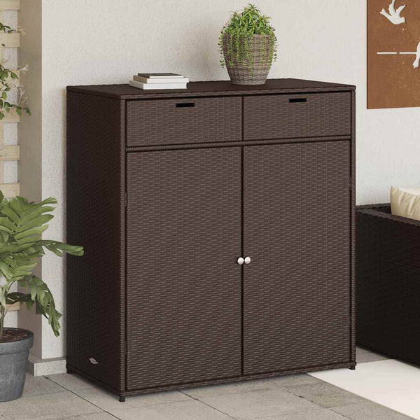 Gartenschrank Braun Poly Rattan 105x55x113cm