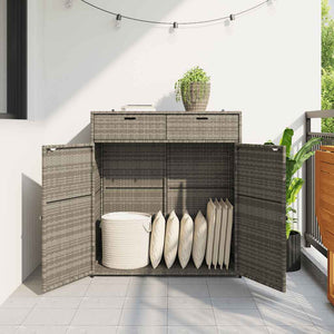 Gartenschrank Grau Poly Rattan 105x55x113cm