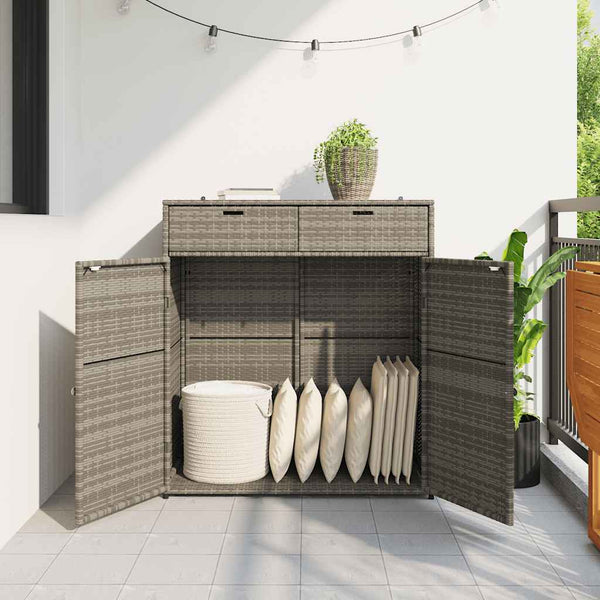 Gartenschrank Grau Poly Rattan 105x55x113cm