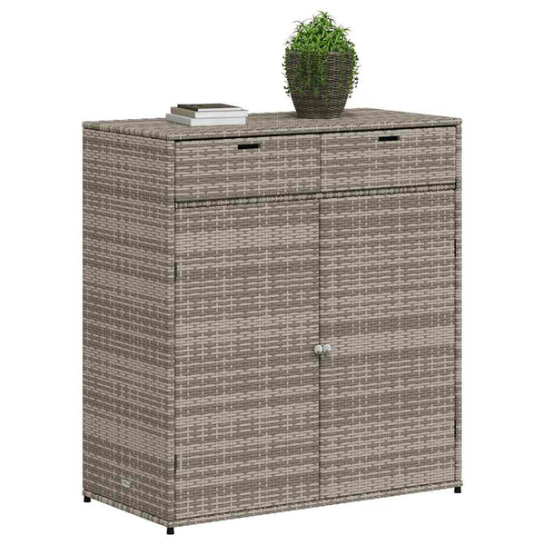 Gartenschrank Grau Poly Rattan 105x55x113cm