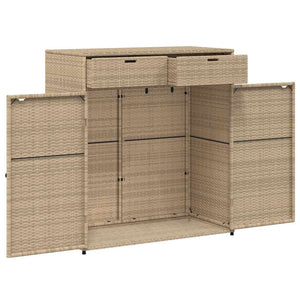 Gartenschrank Grau Poly Rattan 105x55x113cm