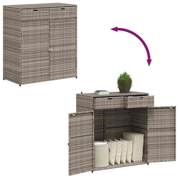 Gartenschrank Grau Poly Rattan 105x55x113cm
