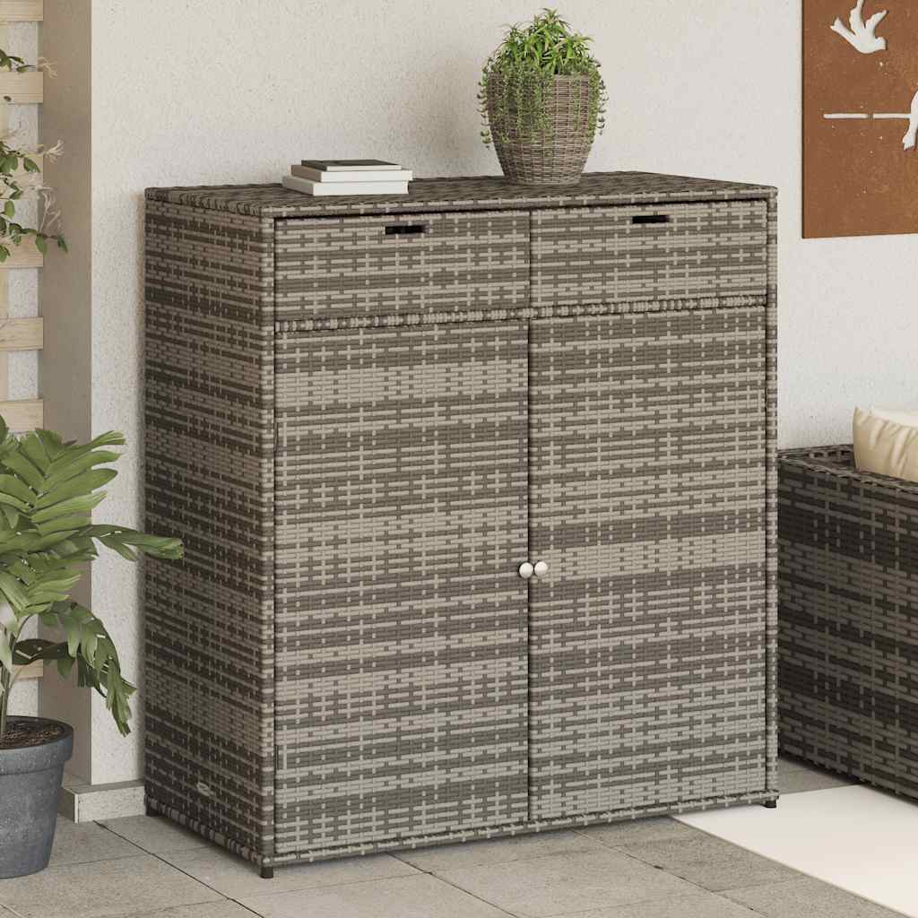 Gartenschrank Grau Poly Rattan 105x55x113cm