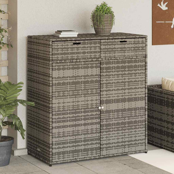Gartenschrank Grau Poly Rattan 105x55x113cm