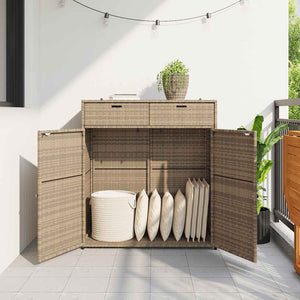 Gartenschrank Beige Poly Rattan 105x55x113cm