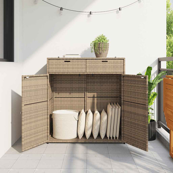 Gartenschrank Beige Poly Rattan 105x55x113cm