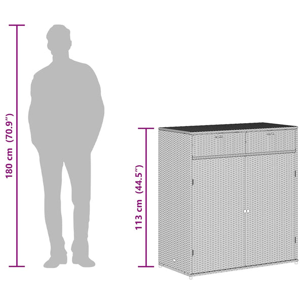 Gartenschrank Beige Poly Rattan 105x55x113cm