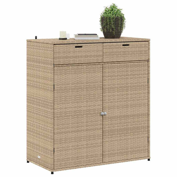 Gartenschrank Beige Poly Rattan 105x55x113cm