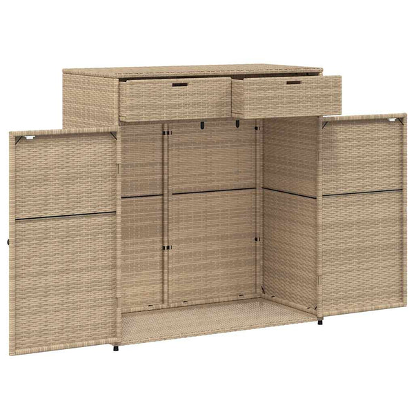 Gartenschrank Beige Poly Rattan 105x55x113cm
