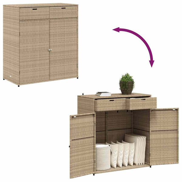 Gartenschrank Beige Poly Rattan 105x55x113cm