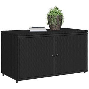 Gartenschrank Schwarz Poly Rattan 110x55x60,5cm