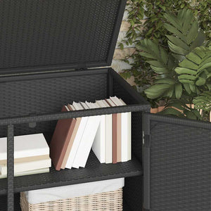 Gartenschrank Schwarz Poly Rattan 110x55x60,5cm