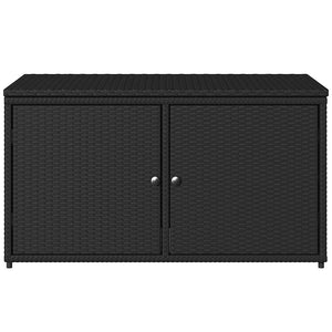 Gartenschrank Schwarz Poly Rattan 110x55x60,5cm