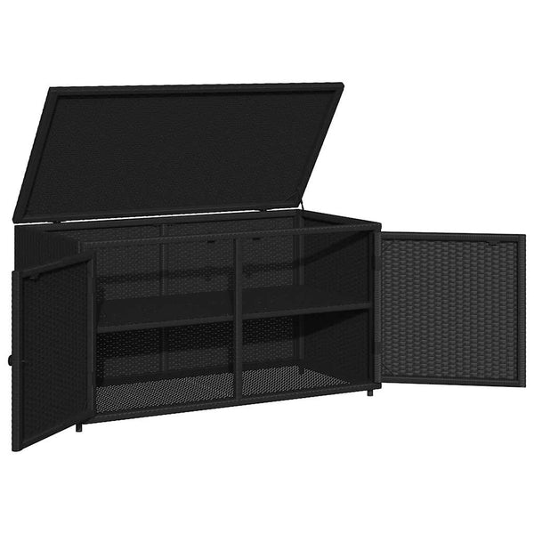 Gartenschrank Schwarz Poly Rattan 110x55x60,5cm