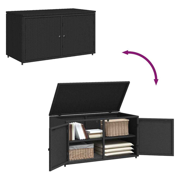 Gartenschrank Schwarz Poly Rattan 110x55x60,5cm