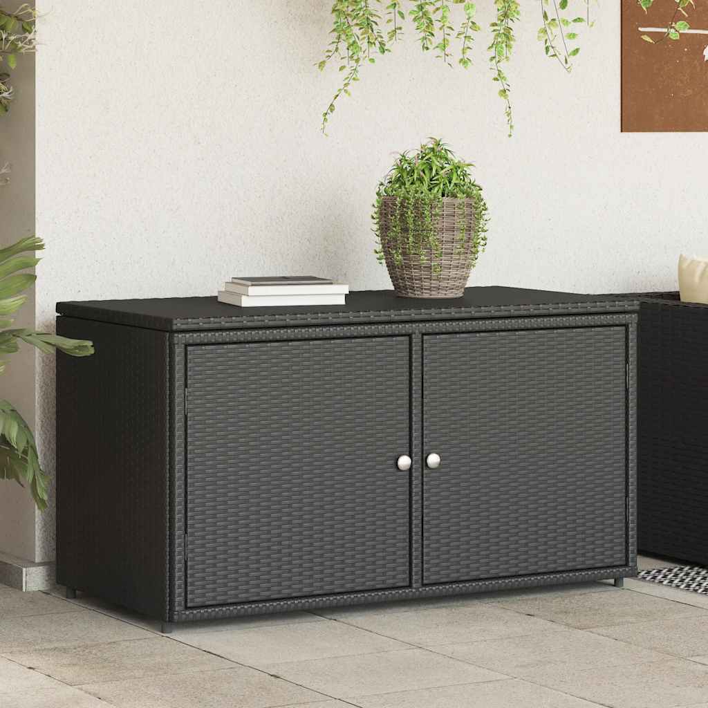 Gartenschrank Schwarz Poly Rattan 110x55x60,5cm