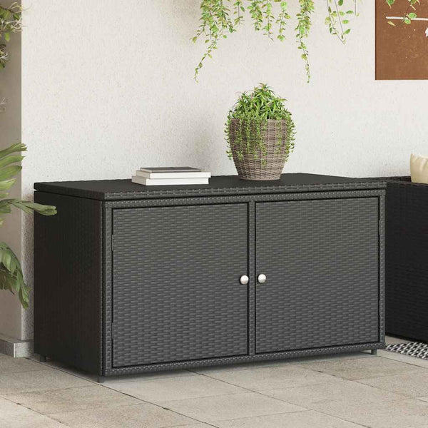 Gartenschrank Schwarz Poly Rattan 110x55x60,5cm