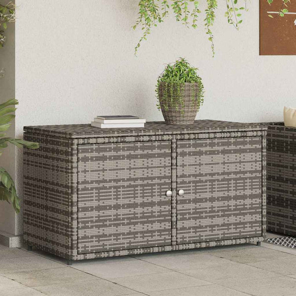 Gartenschrank Grau Poly Rattan 110x55x60,5 cm