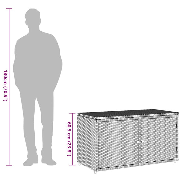 Gartenschrank Grau Poly Rattan 110x55x60,5 cm