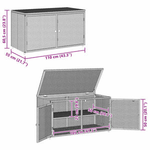 Gartenschrank Grau Poly Rattan 110x55x60,5 cm