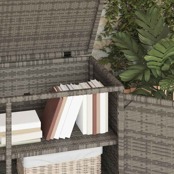 Gartenschrank Grau Poly Rattan 110x55x60,5 cm