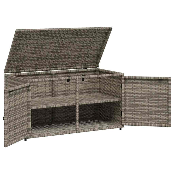 Gartenschrank Grau Poly Rattan 110x55x60,5 cm