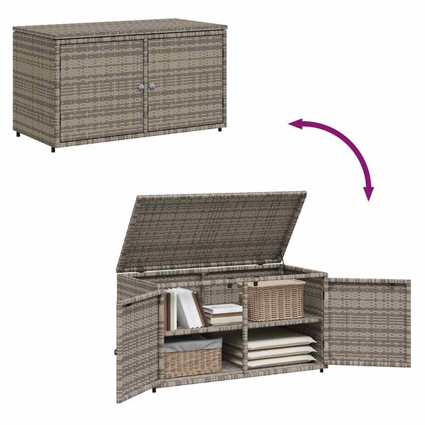 Gartenschrank Grau Poly Rattan 110x55x60,5 cm